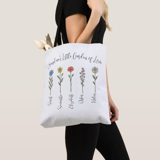 Bloemen & namen van kleinkinderen - Oma's Garden Tote Bag (Dichtbij)