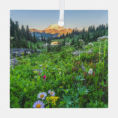 Bloemen | Nationaal park Mount Rainier Glas Ornament (Achterkant)