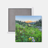 Bloemen | Nationaal park Mount Rainier Magneet (Voorkant / Achterkant)