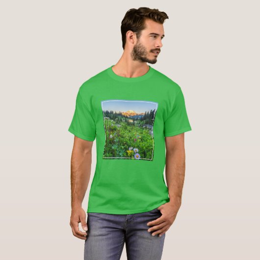 Bloemen | Nationaal park Mount Rainier T-shirt (Voorkant volledig)