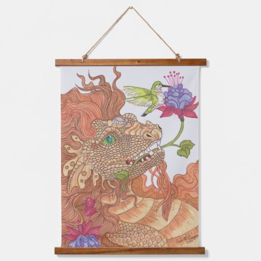 Bloemen Natuur Dragon Triptiek Hangend Wandkleed (Voorkant 3)