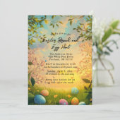 Bloemen natuur en Paasbrunch en eierjacht Kaart (Staand voorkant)