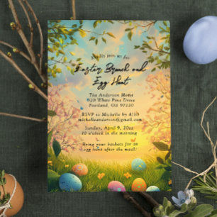 Bloemen natuur en Paasbrunch en eierjacht Kaart