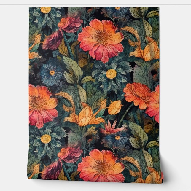 Bloemen natuur kunst behang (Afrollen)