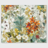 Bloemen natuur kunst cadeaupapier (Vlak)