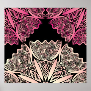Bloemen natuur patroon,  illustratie. poster