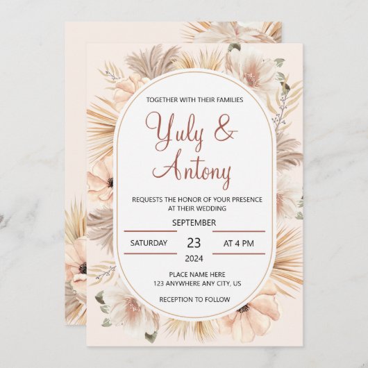 Bloemen Natuurlijke Boho Beige Modern Kaart (Voorkant / Achterkant)