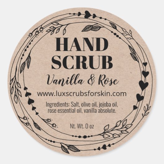 Bloemen Natuurlijke Zelfgemaakte Hand Scrub Kraft  Ronde Sticker (Voorkant)