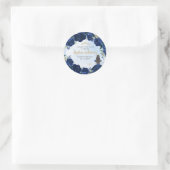 Bloemen Navy Blauw Goud Quinceanera Verjaardagsgun Ronde Sticker (Tas)