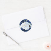 Bloemen Navy Blauw Goud Quinceanera Verjaardagsgun Ronde Sticker (Envelop)