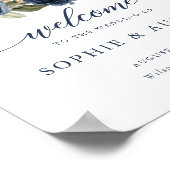 Bloemen Navy Blauw Pompoen Herfst Bruiloft Welkoms Poster (Hoek)