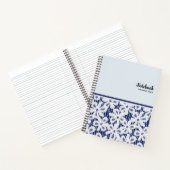 Bloemen Navy Blauw Wit Patroon Notitieboek (Binnen)