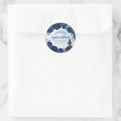 Bloemen Navy Blauw Zilver Quinceanera Verjaardagsg Ronde Sticker (Tas)