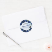 Bloemen Navy Blauw Zilver Quinceanera Verjaardagsg Ronde Sticker (Envelop)