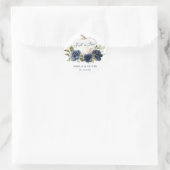 Bloemen Navy Blauwe Pompoen Herfst in Liefde Bruil Ronde Sticker (Tas)