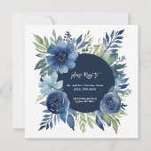 Bloemen Navy Blue Bachelorette Party Uitnodigingen (Achterkant)
