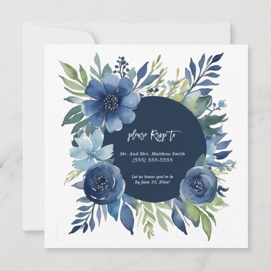 Bloemen Navy Blue Bachelorette Party Uitnodigingen (Achterkant)