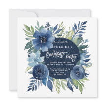 Bloemen Navy Blue Bachelorette Party Uitnodigingen