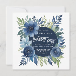 Bloemen Navy Blue Bachelorette Party Uitnodigingen