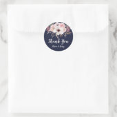 Bloemen Navy Blue bruiloft gunst Ronde Sticker (Tas)