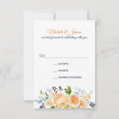 Bloemen Navy Blue Coral bruiloft RSVP Kaart (Achterkant)