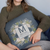 Bloemen Navy Blue Geboortestatistieken Pasgeboren  Kussen