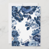 Bloemen Navy Blue Waterverf SHH Verrassingsverjaar Kaart (Achterkant)