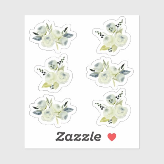 Bloemen  Navy Waterverf Bloemen bruiloft Sticker (Vel)