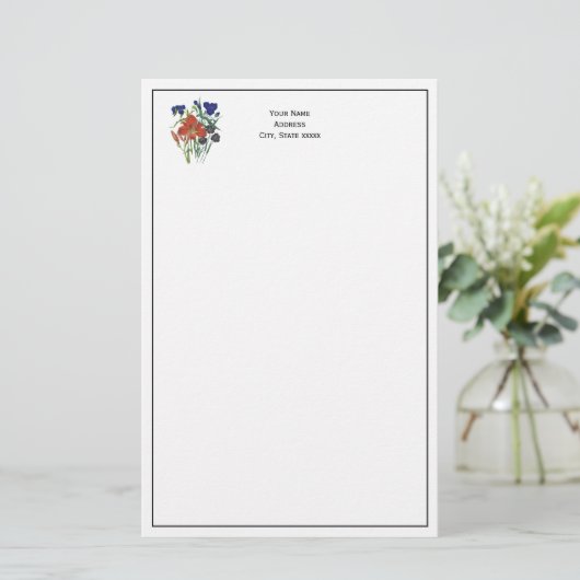 Bloemen - NavyBlue - TRANS - FL8878 - 024 Briefpapier (Staand voorkant)