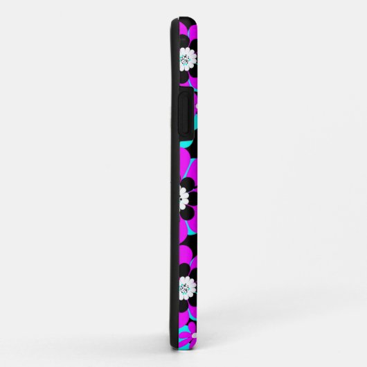 Bloemen Neon Patroon Paarse en Turquoise Bloemen Case-Mate iPhone Case (Achterkant/rechts)