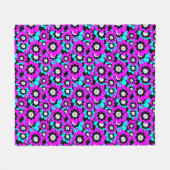 Bloemen Neon Patroon Paarse en Turquoise Bloemen Fleece Deken (Voorkant (Horizontaal))