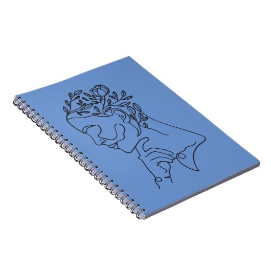 Bloemen Neutraal Minimalistische Vrouw Gezichtslij Notitieboek (Rechterzijde)