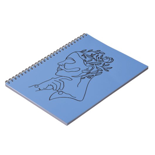 Bloemen Neutraal Minimalistische Vrouw Gezichtslij Notitieboek (Linkerzijde)