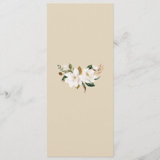 Bloemen Neutraal Wit Magnolia Beige Elegant Modern Menu (Achterkant)