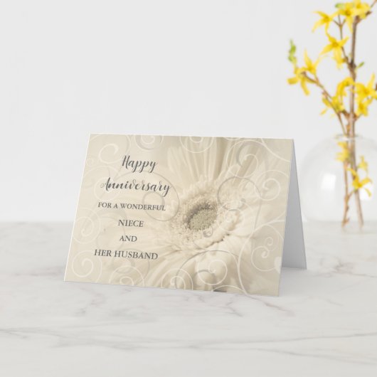 Bloemen nicht en haar man Jubileum Kaart (Gele Bloem)