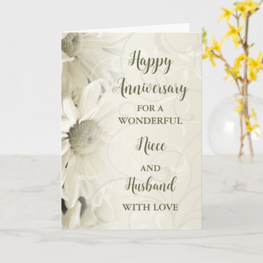 Bloemen nicht & man Jubileum Kaart (Gele Bloem)