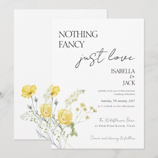 Bloemen Niets fancy alleen liefde bruiloft Kaart (Voorkant / Achterkant)