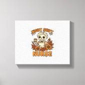 Bloemen Night Shift Nurse Skeleton Halloween RN Nu Canvas Afdruk (Voorkant)