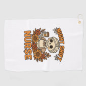 Bloemen Night Shift Nurse Skeleton Halloween RN Nu Golfhanddoek (Horizontaal)