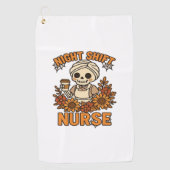 Bloemen Night Shift Nurse Skeleton Halloween RN Nu Golfhanddoek (Voorkant)