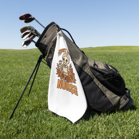 Bloemen Night Shift Nurse Skeleton Halloween RN Nu Golfhanddoek (Groen)