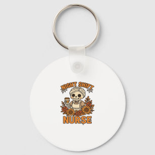 Bloemen Night Shift Nurse Skeleton Halloween RN Nu Sleutelhanger