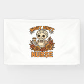 Bloemen Night Shift Nurse Skeleton Halloween RN Nu Spandoek (Horizontaal)