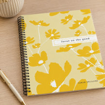 Bloemen Notebook Met Quote Focus Op Het Goede