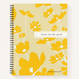Bloemen Notebook Met Quote Focus Op Het Goede Notitieboek