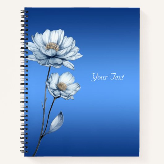 Bloemen Notitieboek met Blauwe Waterverf (Voorkant)