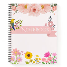 Bloemen Notitieboek met vogel en zonnebloem