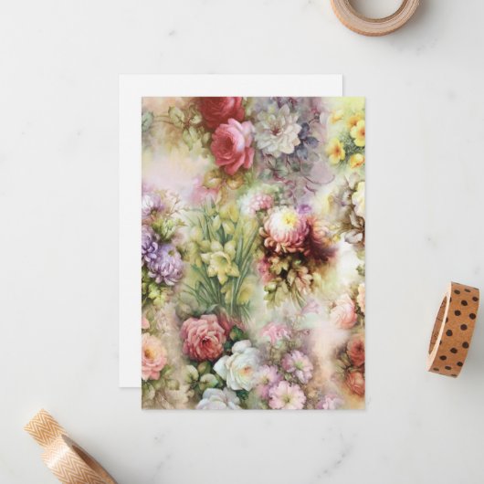  bloemen notitiekaartje (Voorkant / Achterkant in situ)