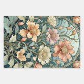 Bloemen Nouveau - Set van 3 - Decoupage - Inpakpapier Vel (Voorkant 2)