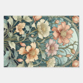 Bloemen Nouveau - Set van 3 - Decoupage - Inpakpapier Vel (Voorkant)